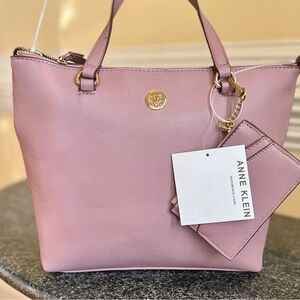 Anne Klein Laine Satchel Tote Pink Removable Crossbody Strap